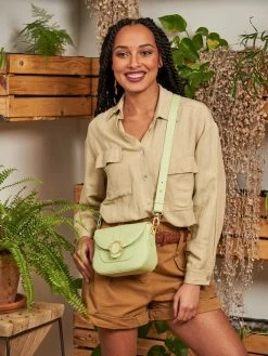 Minuit Sur Terre Mira Vegan Leather Crossbody Bag | Mint Green Croc