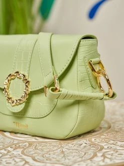 Minuit Sur Terre Mira Vegan Leather Crossbody Bag | Mint Green Croc