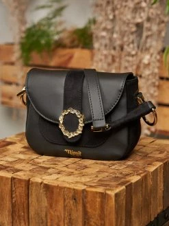 Minuit Sur Terre Mira Grape Leather Vegan Crossbody Bag | Black