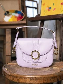Minuit Sur Terre Mira Vegan Leather Crossbody Bag | Lavender Croc