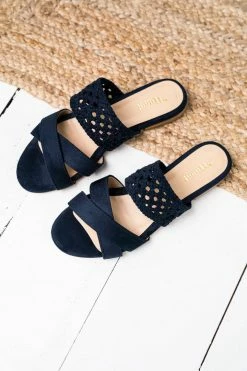 Minuit Sur Terre Mistral Recycled Vegan Slide-On Sandals | Midnight Blue Shoes