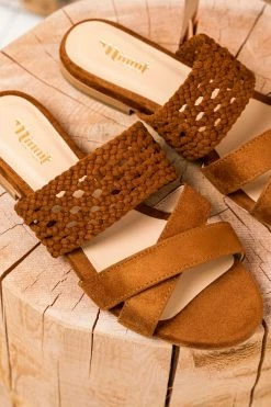 Minuit Sur Terre Mistral Recycled Vegan Slide-On Sandals | Hazelnut Shoes