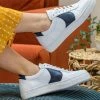 Minuit Sur Terre Shoes Montalcino Apple Leather Vegan Unisex Trainers | White & Blue