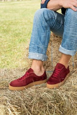 Minuit Sur Terre Montalcino Vegan Suede Unisex Trainers | Brick Red