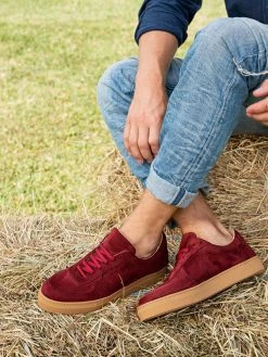 Minuit Sur Terre Montalcino Vegan Suede Unisex Trainers | Brick Red
