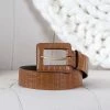 Minuit Sur Terre Opera Vegan Leather Square Buckle Belt | Brown Croc Accessories