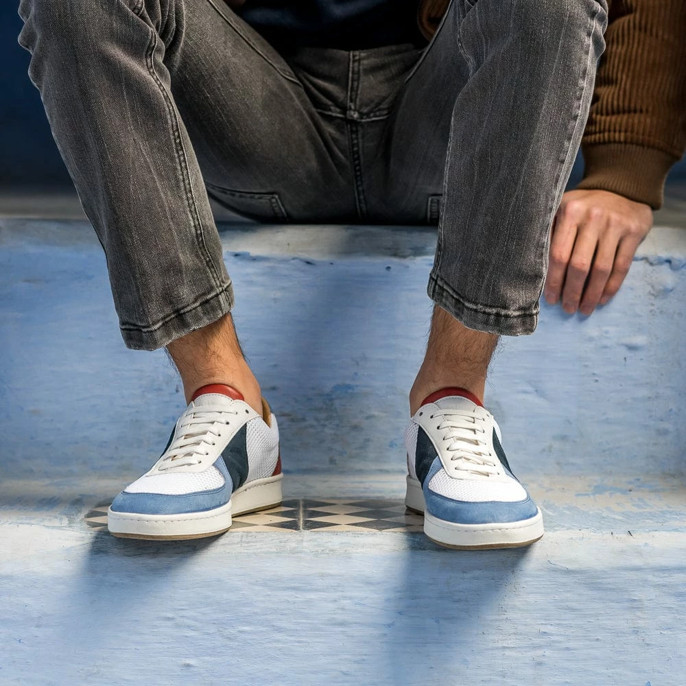 Minuit Sur Terre Shoes Orient Recycled Unisex Vegan Trainers | Blue & Brick Red 7 Minuit Sur Terre Shoes Orient Recycled Unisex Vegan Trainers | Blue & Brick Red