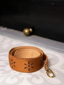 Minuit Sur Terre Perforated Vegan Crossbody Strap | Hazelnut Crossbody Bags