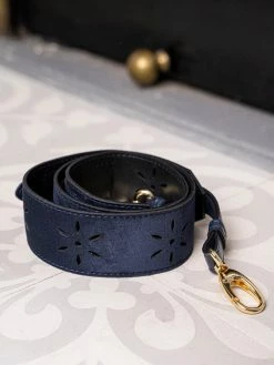 Minuit Sur Terre Perforated Vegan Crossbody Strap | Midnight Blue Crossbody Bags