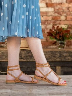 Minuit Sur Terre Piana Apple Leather Vegan Ankle Strap Sandals | Camel Shoes