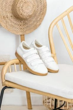 Minuit Sur Terre Pinede Recycled Cotton Velcro Trainers | Ecru Shoes