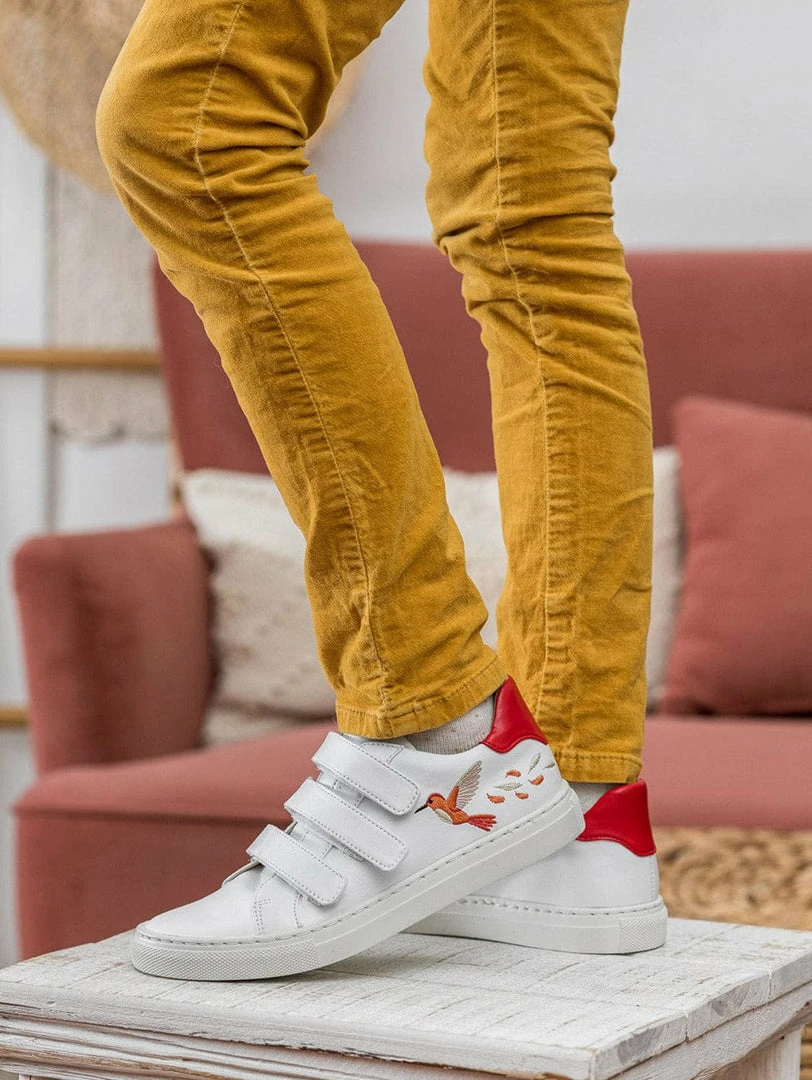 Minuit Sur Terre Pirouette Embroidered Vegan Leather Kids Trainers | Hummingbird 4 Minuit Sur Terre Pirouette Embroidered Vegan Leather Kids Trainers | Hummingbird