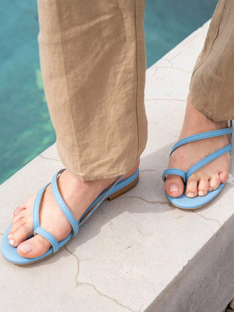 Minuit Sur Terre Provence Vegan Leather Flat Slingback Sandals | Azure 3 Minuit Sur Terre Provence Vegan Leather Flat Slingback Sandals | Azure