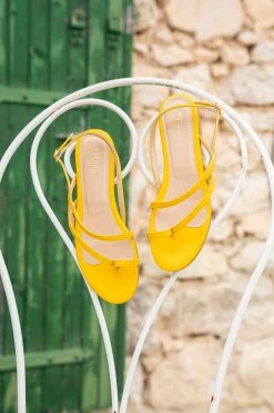 Minuit Sur Terre Provence Vegan Leather Flat Slingback Sandals | Yellow Shoes