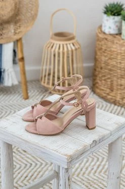 Minuit Sur Terre Saudade Vegan Suede Heeled Sandals | Blush Glitter Bestsellers