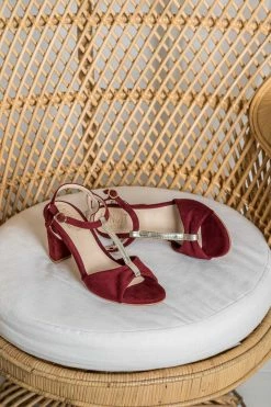 Minuit Sur Terre Saudade Vegan Suede Heeled Sandals | Brick Red