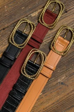 Minuit Sur Terre Accessories Serenade Twisted Buckle Vegan Leather Belt | Black Croc