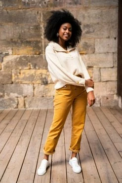 Minuit Sur Terre Clothing Shetland Funnel Neck Recycled Cotton Jumper | Ecru