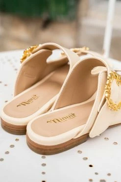 Minuit Sur Terre Sisteron Vegan Leather Slide-On Sandals | Cream Shoes