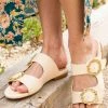 Minuit Sur Terre Sisteron Vegan Leather Slide-On Sandals | Cream Shoes