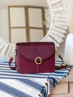 Minuit Sur Terre Stellan Apple Leather Vegan Crossbody Bag | Burgundy