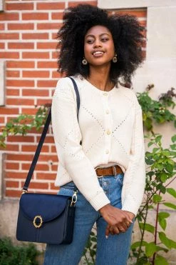 Minuit Sur Terre Stellan Apple Leather Vegan Crossbody Bag | Midnight Blue