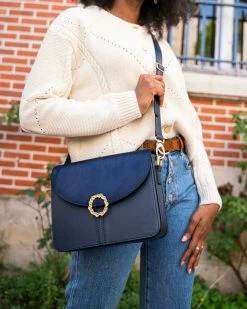 Minuit Sur Terre Stellan Apple Leather Vegan Crossbody Bag | Midnight Blue 7 Minuit Sur Terre Stellan Apple Leather Vegan Crossbody Bag | Midnight Blue