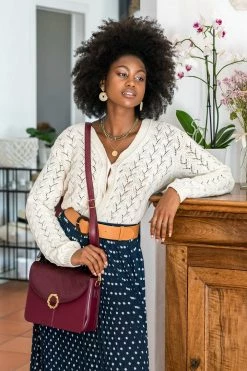 Minuit Sur Terre Stellan Apple Leather Vegan Crossbody Bag | Burgundy