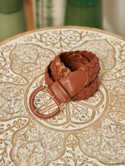 Minuit Sur Terre Braided Vegan Leather Belt | Camel