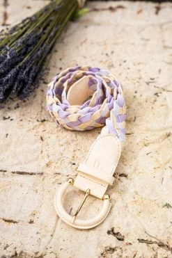 Minuit Sur Terre Braided Linen & Vegan Leather Belt | Lavender Accessories