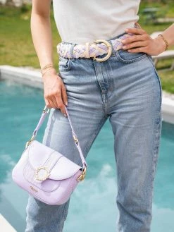 Minuit Sur Terre Braided Linen & Vegan Leather Belt | Lavender Accessories