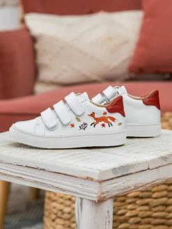 Minuit Sur Terre Pirouette Embroidered Vegan Leather Kids Trainers | Fox