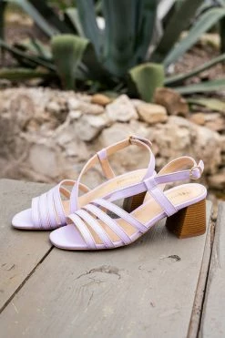 Minuit Sur Terre Shoes Valensole Block Heeled Vegan Leather Slingback Sandals | Lavender