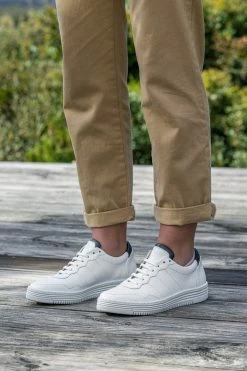 Minuit Sur Terre Valinco Apple Leather Vegan Unisex Trainers | White & Blue