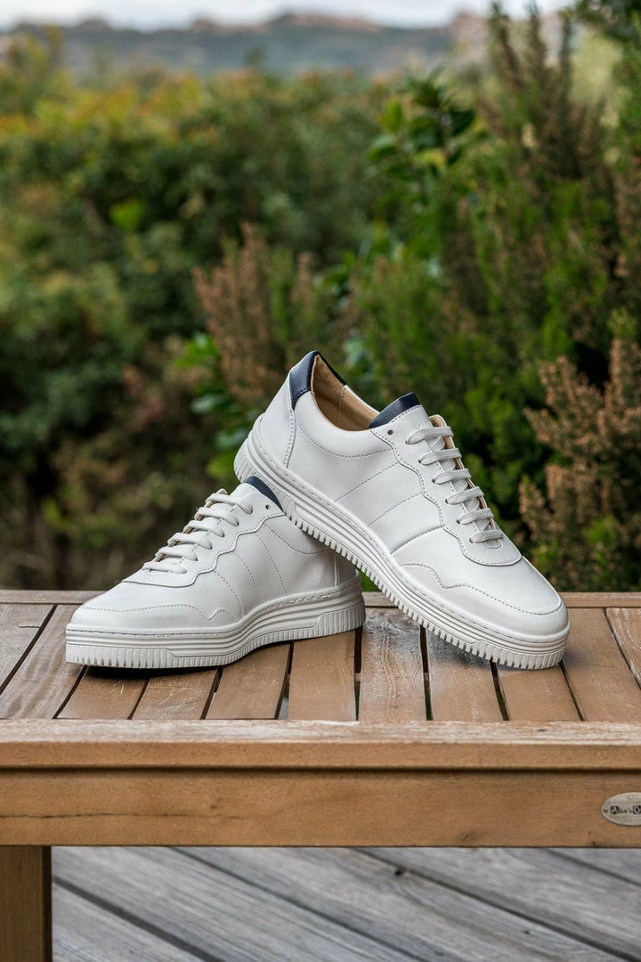 Minuit Sur Terre Valinco Apple Leather Vegan Unisex Trainers | White & Blue 6 Minuit Sur Terre Valinco Apple Leather Vegan Unisex Trainers | White & Blue