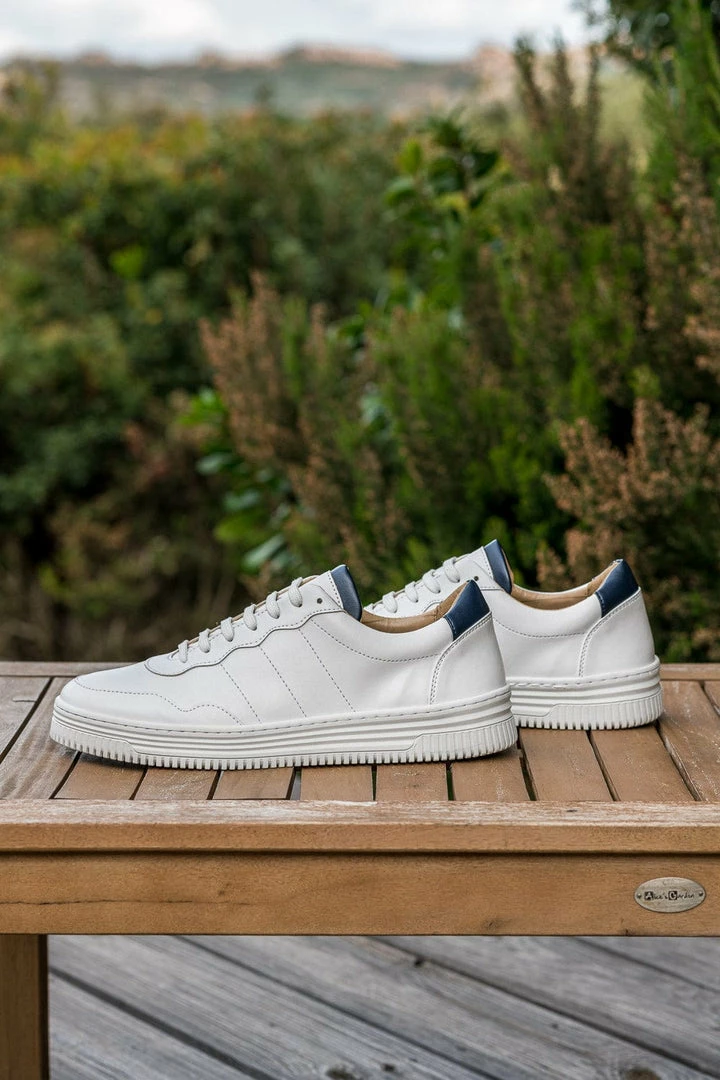 Minuit Sur Terre Valinco Apple Leather Vegan Unisex Trainers | White & Blue 7 Minuit Sur Terre Valinco Apple Leather Vegan Unisex Trainers | White & Blue