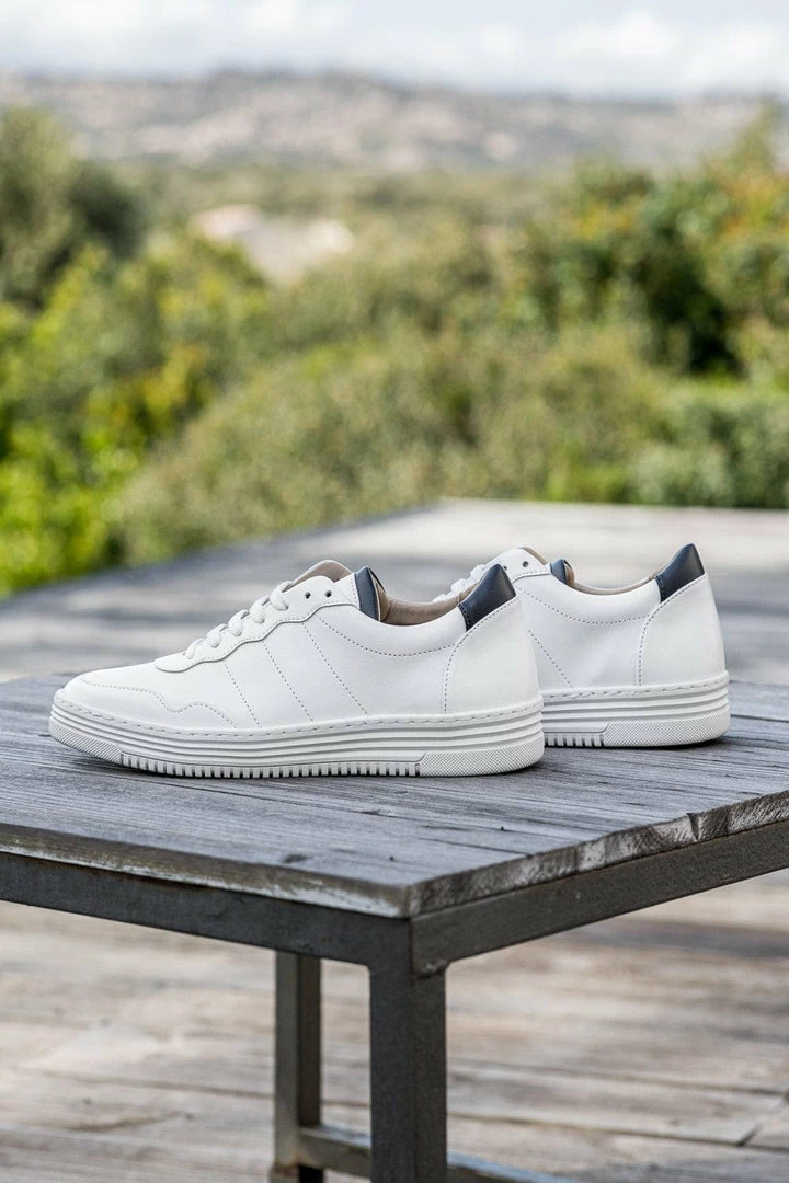 Minuit Sur Terre Valinco Apple Leather Vegan Unisex Trainers | White & Blue 8 Minuit Sur Terre Valinco Apple Leather Vegan Unisex Trainers | White & Blue