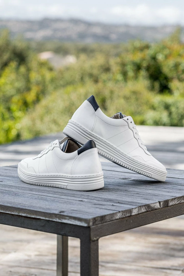 Minuit Sur Terre Valinco Apple Leather Vegan Unisex Trainers | White & Blue 9 Minuit Sur Terre Valinco Apple Leather Vegan Unisex Trainers | White & Blue