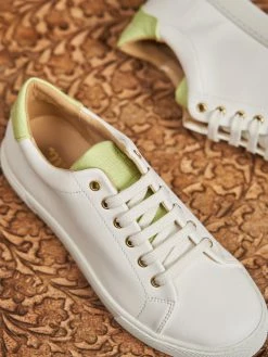 Minuit Sur Terre Shoes Virevolte Vegan Leather Trainers | White & Mint Croc