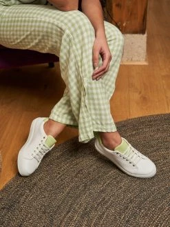 Minuit Sur Terre Shoes Virevolte Vegan Leather Trainers | White & Mint Croc