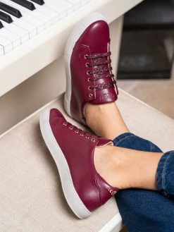 Minuit Sur Terre Virevolte Grape Leather Vegan Trainers | Burgundy