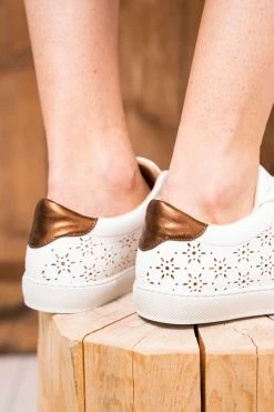 Minuit Sur Terre Virevolte Perforated Vegan Leather Trainers | White & Bronze Shoes 7 Minuit Sur Terre Virevolte Perforated Vegan Leather Trainers | White & Bronze Shoes
