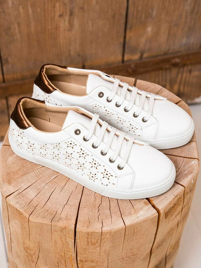 Minuit Sur Terre Virevolte Perforated Vegan Leather Trainers | White & Bronze Shoes 3 Minuit Sur Terre Virevolte Perforated Vegan Leather Trainers | White & Bronze Shoes