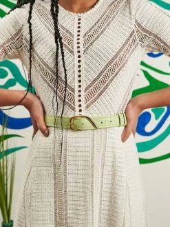 Minuit Sur Terre Accessories Comma Vegan Leather Belt | Mint Green Croc