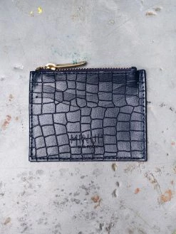 Minuit Sur Terre Vivace Apple Leather Vegan Card Holder | Blue Croc