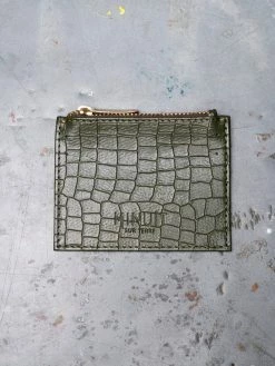 Minuit Sur Terre Vivace Vegan Leather Card Holder | Khaki Croc
