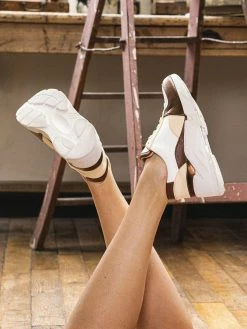 Minuit Sur Terre Zigzag Vegan Leather Trainers | Cappuccino Shoes