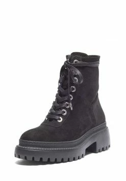 Mireia Playà Shoes Isolda Recycled Polyester Vegan Suede Lace-up Boots | Black