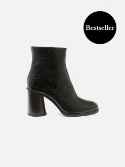 Mireia Playà Edita Vegan Leather Heeled Ankle Boot | Black Snake