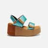 Mireia Playà Meritxell Adjustable Vegan Satin Platform Sandals | Blue Shoes